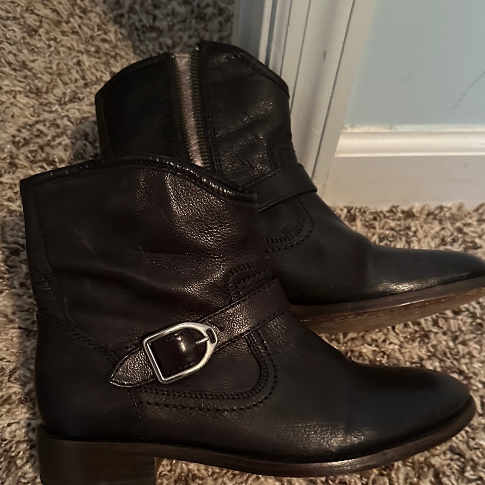 Elegant Black Leather Ankle Booties